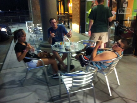 Alumnus Allysa Singh, Tyler Popescu, and Dan Kachekian eating froyo at Zoyo. This frozen yogurt shop opened near Horizon Honors a few years ago.
Photo courtesy of Anthony Airdo, Copyright © 2013 Anthony Airdo.