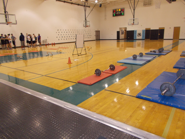 Students had to complete obstacles such as  jump rope, sit ups, hurdles, and weights. The  students keep on going until the entire group goes through the obstacle course.
