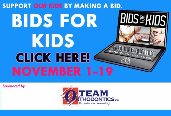 Logo for Horizon Honors’ Bids for Kids event. More than $20,000 has already been raised toward Chromebooks, classrooms, and technological mobile teaching centers.