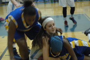Senior Rachel Irons wrestles for the ball with a Sequoia Charter player. Horizon gained possession of the ball.
Photo courtesy of Jacinda Bringas copyright © 2013 Jacinda Bringas