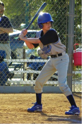 Seventh grader Matt McBride gets ready to hit. He eventually was walked and scored a run - one of four for Horizon Honors.