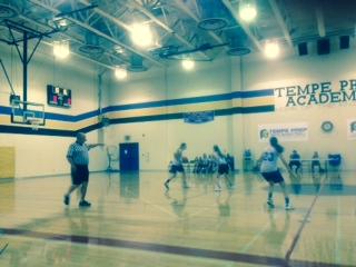 Horizon Honors playing Tempe Prep at their home court. Horizon Honors won the game, 14-12.