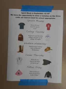 This week marks the first Spirit Week of the year so dont forget! Days include 50s Friday, Western Wednesday and Sports-Day Monday.