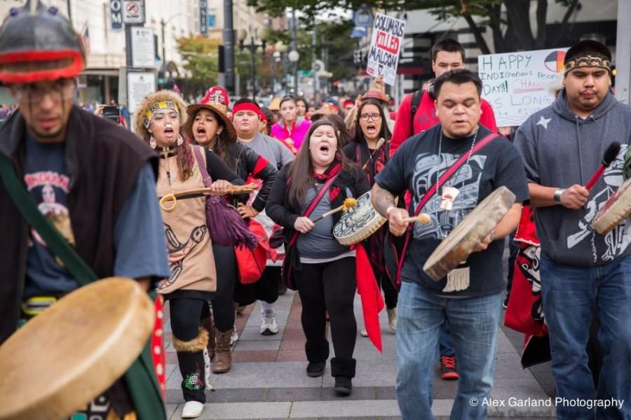 After Native Americans were granted Indigenous People Day, they all came together to celebrate and march through the streets. 