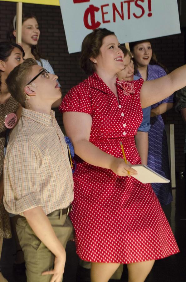 Seniors Bennett Wood and Beth Heaton played Prez and Babe Williams respectively in The Pajama Game.