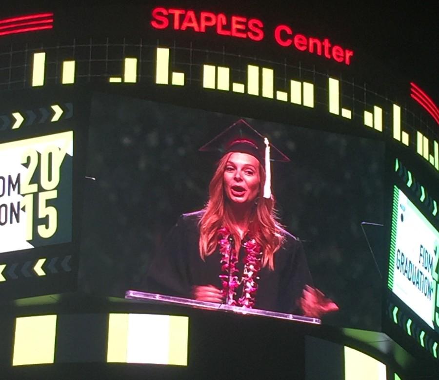 Cassily giving a moving but humorous Valedictorian Address.