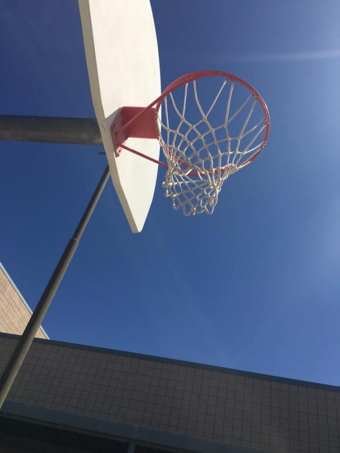 The basketball hoops in the middle school courtyard should be utilized during lunch.