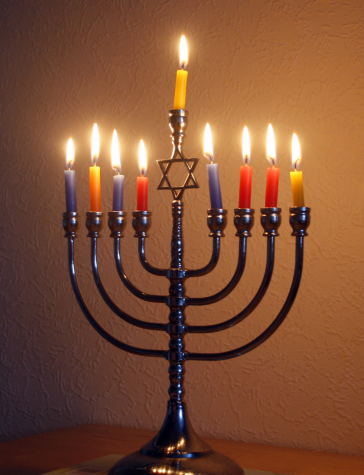 A traditional menorah used to celebrate Hanukkah.
