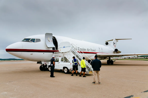 Air Horse One getting ready for takeoff after loading 12 horses on board.