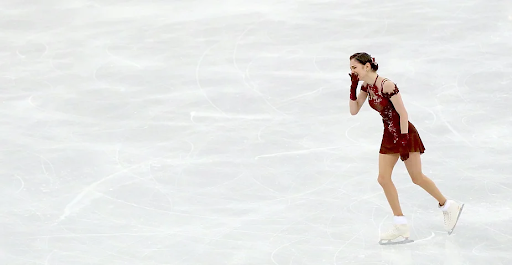 Russian Olympic figure skater Evgenia Medvedeva delights the audience on the ice.