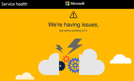 The image that displays on a users screen when Microsoft is down.