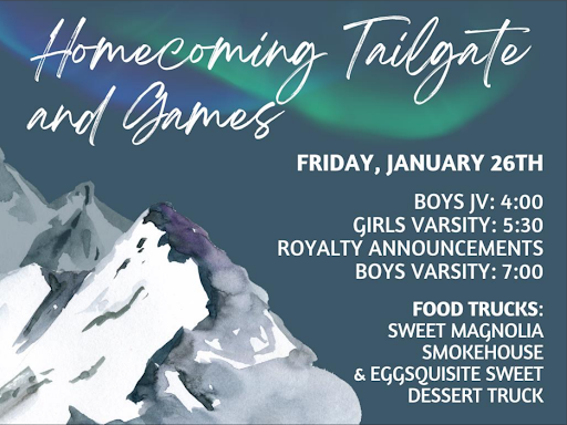 An advertisement graphic for the Homecoming Tailgate found in the Secondary Announcements.