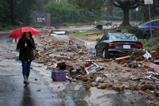A California neighborhood after a mudslide.