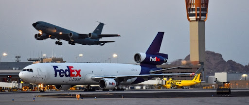 Planes land at the Phoenix Sky Harbor airport.