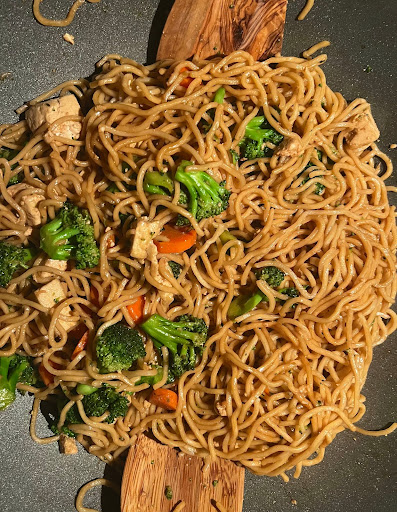 Stir-fry in wok.