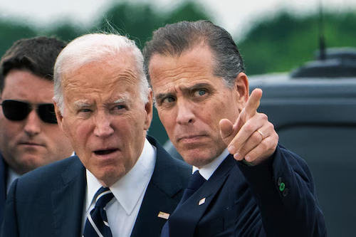 President Joe Biden next to his son, Hunter Biden.