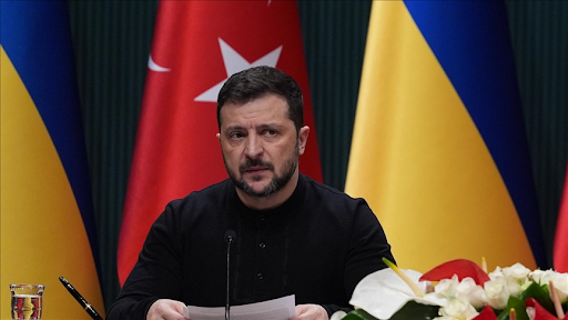 President Volodymyr Zelensky at a joint news conference in Türkiye, Feb 18 2025.