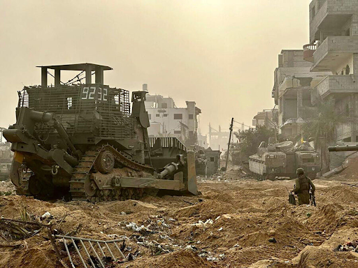 Bulldozer in Gaza cleanup.