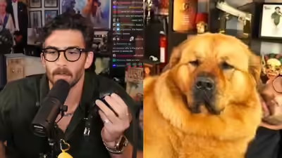 Hasan Piker and his dog, Kaya