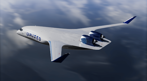 United Airlines blended wing aircraft.