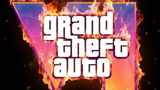 Image of the "GTA 6" logo on fire.