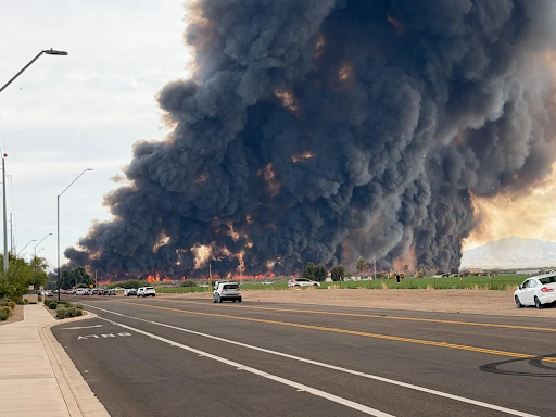 Image of the Hazen fire next to Route 85